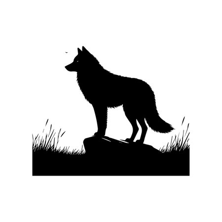 silhouette of a wolf on a white background, vector illustrationのイラスト素材