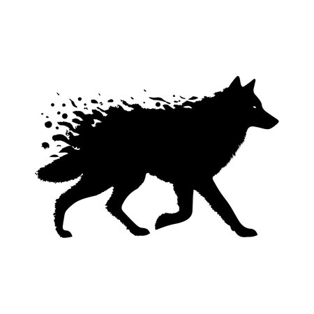 Silhouette of a wolf. Vector illustration on white background.のイラスト素材