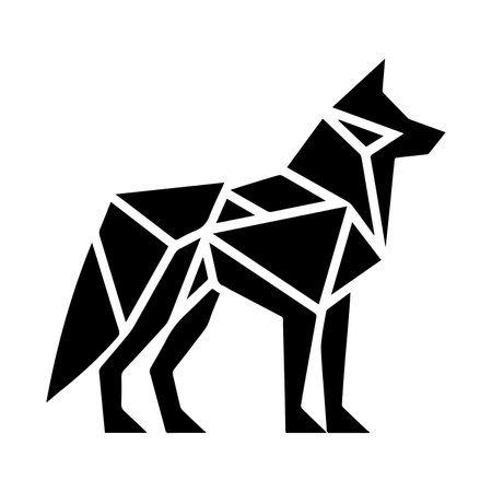 Fox black simple icon on white background for web design, mobile appのイラスト素材
