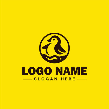 duck logo design vector illustration template icon element isolated on yellow backgroundのイラスト素材