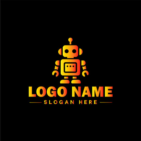 robot logo template vector illustration icon element isolated on black background - vectorのイラスト素材