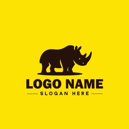 Rhino logo design vector template. Rhino logo template vector icon illustrationのイラスト素材