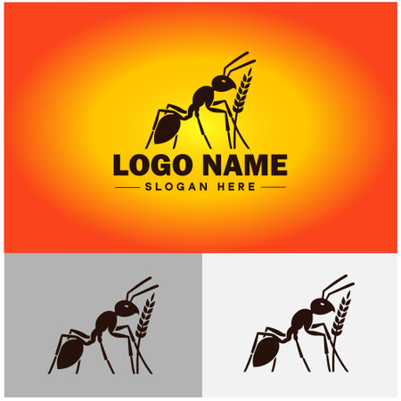 Ant Logo insects icon company brand business ant logo template editable vectorのイラスト素材