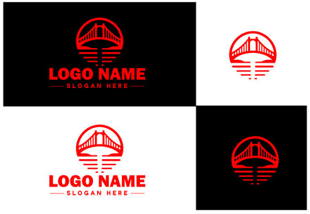 Bridge Construction Building logo icon vector for business brand app icon creative bridge logo templateのイラスト素材