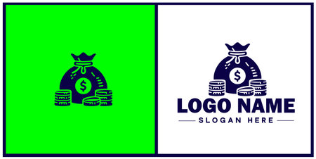 money bag logo icon vector for business brand app icon dollar Sack cash bank  financial logo templateのイラスト素材