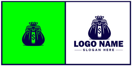 money bag logo icon vector for business brand app icon dollar Sack cash bank  financial logo templateのイラスト素材
