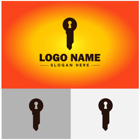 Key logo icon vector for business brand app icon real estate key house home security logo templateのイラスト素材