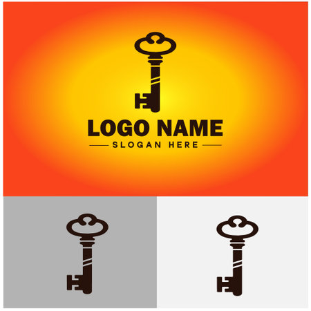 Key logo icon vector for business brand app icon real estate key house home security logo templateのイラスト素材
