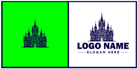 Castle icon logo Tower defense strong fortress game app modern flat business vector logoのイラスト素材