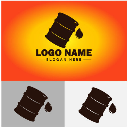 oil drum icon barrel oil Drop Blob Dribble Gallon fuel industry logo modern flat app business vector logoのイラスト素材