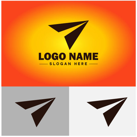 Paper plane icon logo Aircraft Airline Airplane Aviation app silhouette vector logoのイラスト素材