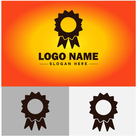 Medal icon award logo contest winner champion Rosette Stamp sign symbol vector logoのイラスト素材