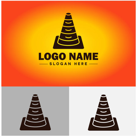 Traffic cone icon under construction safety barrier sign symbol vector logoのイラスト素材