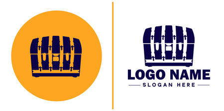 Treasure chest icon money lock box flat Treasure chest logo sign symbol editable vectorのイラスト素材