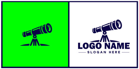 telescope icon Spyglass Optics Observatory flat logo sign symbol editable vectorのイラスト素材