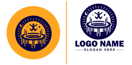 trampoline icon Bounce mat Springboard Jumping pad flat logo sign symbol editable vectorのイラスト素材