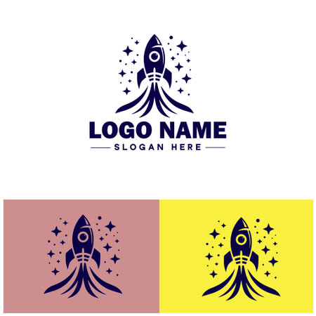 rocket ship icon Spacecraft Spaceship Rocketcraft flat logo sign symbol editable vectorのイラスト素材