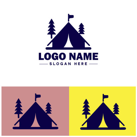 tent icon Shelter Canopy Awning flat logo sign symbol editable vectorのイラスト素材
