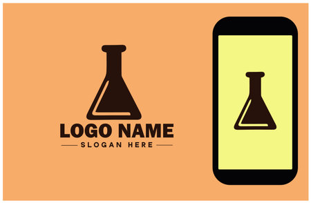 lab beaker icon Glass beaker Chemical flask Laboratory flask flat logo sign symbol editable vectorのイラスト素材