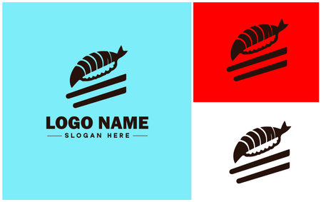 sushi icon Sashimi Maki Nigiri flat logo sign symbol editable vectorのイラスト素材