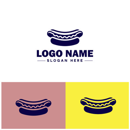 hot dog icon Frankfurter Wiener Sausage flat logo sign symbol editable vectorのイラスト素材