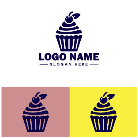 cupcake icon flat Muffin Fairy cake Petit four icon logo sign symbol editable vectorのイラスト素材
