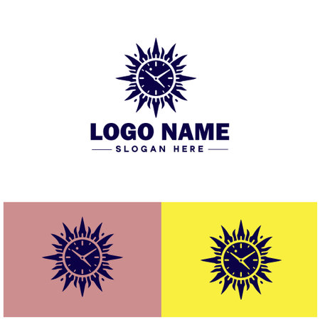 sun clock icon Sundial Solar timepiece Solar clock flat logo sign symbol editable vectorのイラスト素材