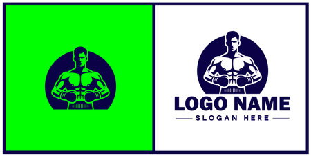 Boxing club icon Boxing gym Boxing dojo Boxing academy flat logo sign symbol editable vectorのイラスト素材