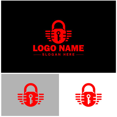 lock and key icon Padlock Bolt Deadbolt flat logo sign symbol editable vectorのイラスト素材