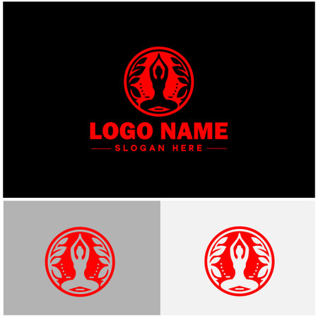 yoga studio icon Yoga sanctuary Yoga center Yoga school flat logo sign symbol editable vectorのイラスト素材