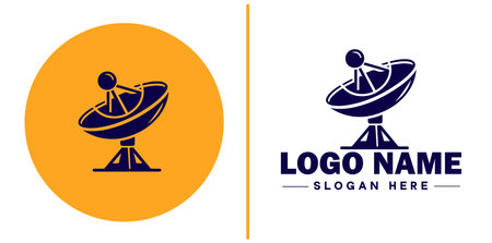 satellite dish icon Satellite antenna Satellite receiver Parabolic dish flat logo sign symbol editable vectorのイラスト素材
