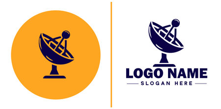 satellite dish icon Satellite antenna Satellite receiver Parabolic dish flat logo sign symbol editable vectorのイラスト素材