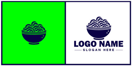pasta bowl icon Pasta dish Pasta plate Pasta container flat logo sign symbol editable vectorのイラスト素材