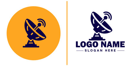 satellite dish icon Satellite antenna Satellite receiver Parabolic dish flat logo sign symbol editable vectorのイラスト素材