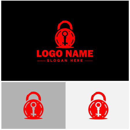 lock and key icon Padlock Bolt Deadbolt flat logo sign symbol editable vectorのイラスト素材