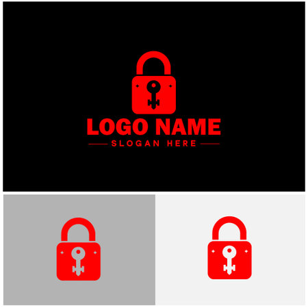 lock and key icon Padlock Bolt Deadbolt flat logo sign symbol editable vectorのイラスト素材