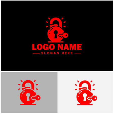 lock and key icon Padlock Bolt Deadbolt flat logo sign symbol editable vectorのイラスト素材