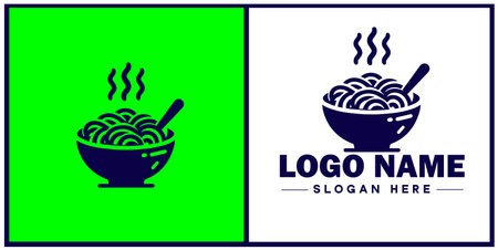 pasta bowl icon Pasta dish Pasta plate Pasta container flat logo sign symbol editable vectorのイラスト素材
