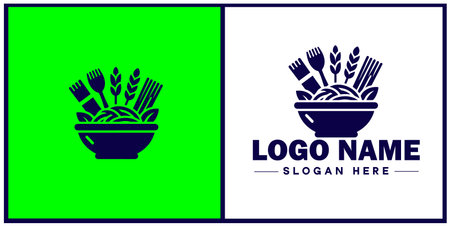 pasta bowl icon Pasta dish Pasta plate Pasta container flat logo sign symbol editable vectorのイラスト素材