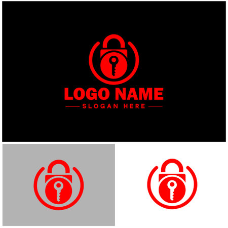 lock and key icon Padlock Bolt Deadbolt flat logo sign symbol editable vectorのイラスト素材