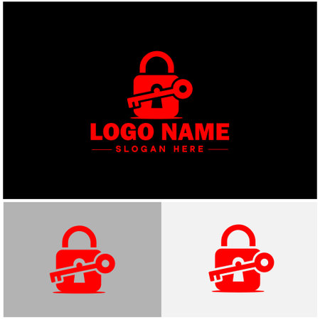 lock and key icon Padlock Bolt Deadbolt flat logo sign symbol editable vectorのイラスト素材