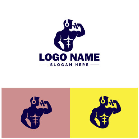 Fitness icon Physical conditioning Health training Exercise regime flat logo sign symbol editable vectorのイラスト素材