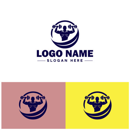 Fitness icon Physical conditioning Health training Exercise regime flat logo sign symbol editable vectorのイラスト素材