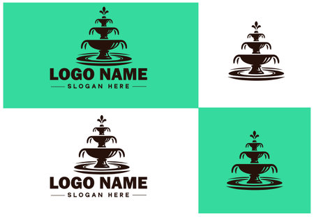 Fountain icon Water feature Well Spring flat logo sign symbol editable vectorのイラスト素材