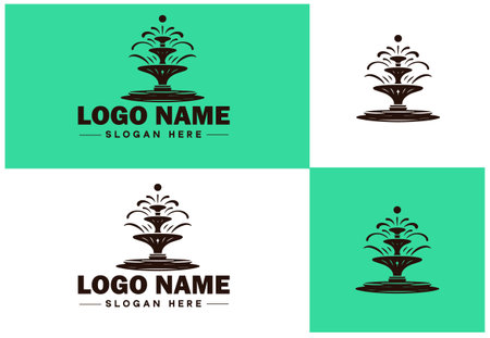 Fountain icon Water feature Well Spring flat logo sign symbol editable vectorのイラスト素材