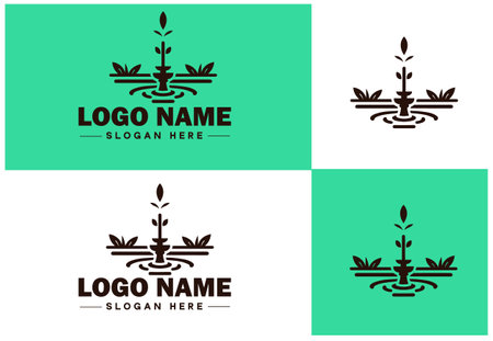 Fountain icon Water feature Well Spring flat logo sign symbol editable vectorのイラスト素材