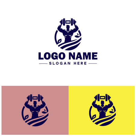 Fitness icon Physical conditioning Health training Exercise regime flat logo sign symbol editable vectorのイラスト素材