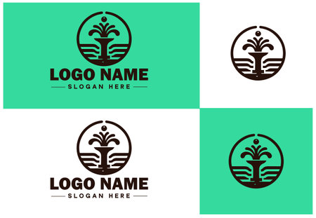 Fountain icon Water feature Well Spring flat logo sign symbol editable vectorのイラスト素材