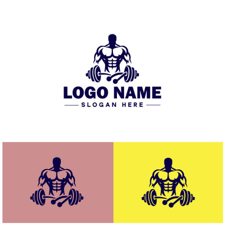 Fitness icon Physical conditioning Health training Exercise regime flat logo sign symbol editable vectorのイラスト素材