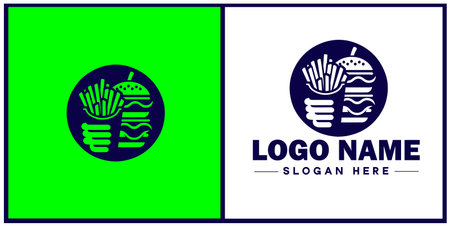 Fast food icon Quick-service food Junk food Takeout flat logo sign symbol editable vectorのイラスト素材
